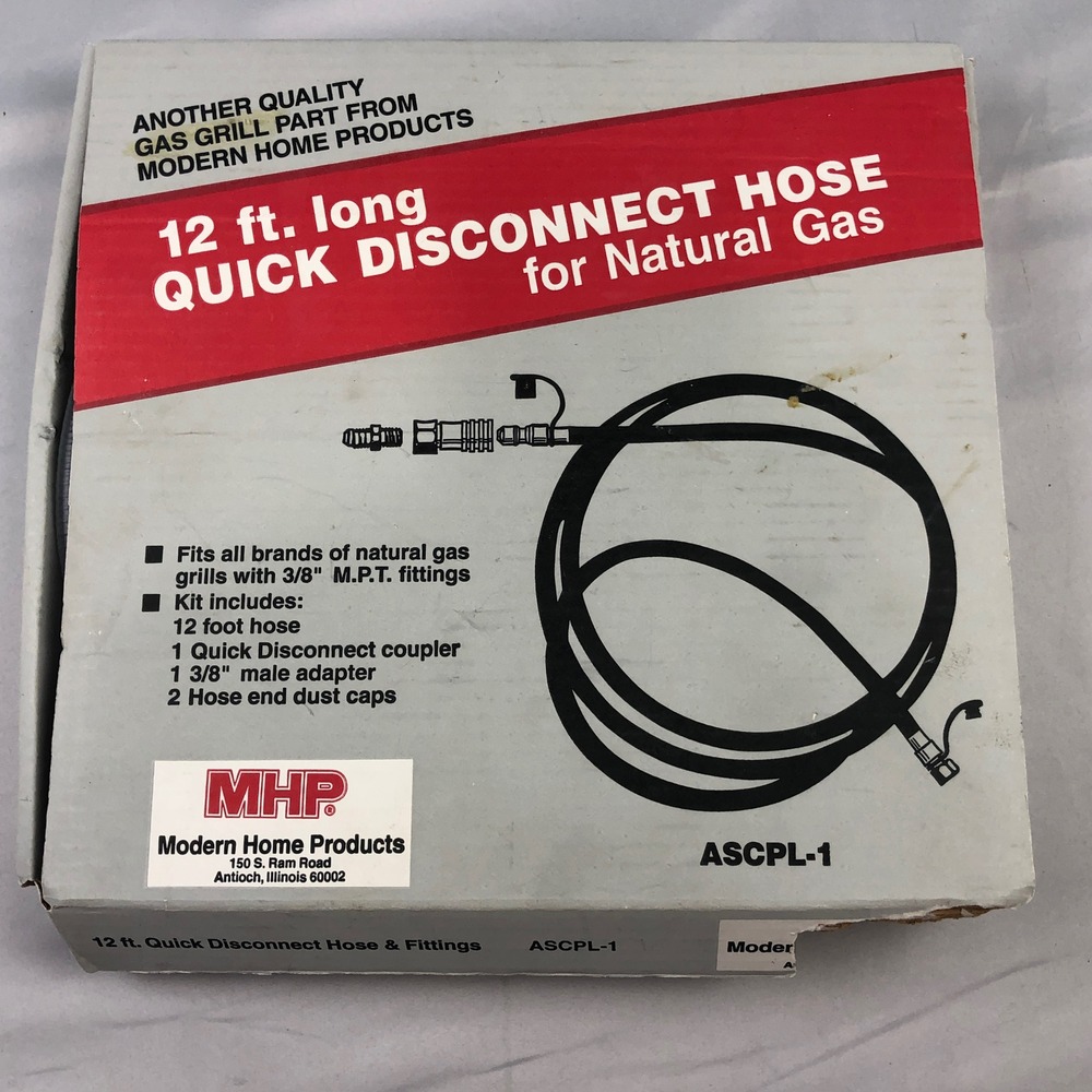 NEW MHP ASCPL-1 12 ft Natural Gas Quick Disconnect Hose Kit 3/8" MPT Fittings